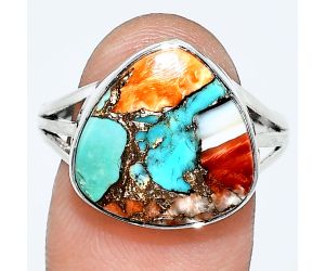 Spiny Oyster Turquoise Ring size-9.5 EXR01261 R-1003, 15x15 mm