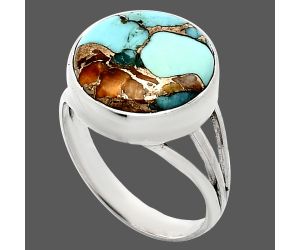 Spiny Oyster Turquoise Ring size-8 EXR01264 R-1003, 14x14 mm