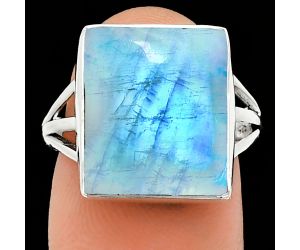 Rainbow Moonstone Ring size-8 EXR01294 R-1003, 13x15 mm