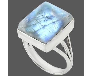 Rainbow Moonstone Ring size-8 EXR01294 R-1003, 13x15 mm