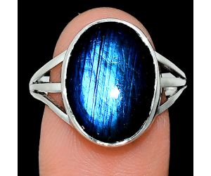 Blue Fire Labradorite Ring size-9.5 EXR01295 R-1003, 12x16 mm