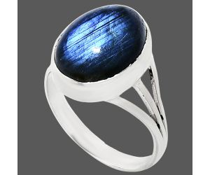 Blue Fire Labradorite Ring size-9.5 EXR01295 R-1003, 12x16 mm