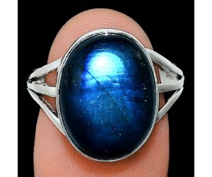 Blue Fire Labradorite Ring size-9 EXR01296 R-1003, 12x16 mm