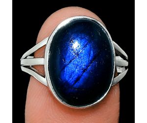 Blue Fire Labradorite Ring size-8.5 EXR01297 R-1003, 12x16 mm