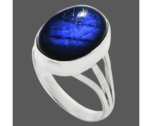 Blue Fire Labradorite Ring size-8.5 EXR01297 R-1003, 12x16 mm