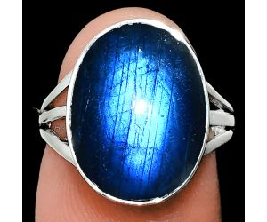 Blue Fire Labradorite Ring size-6 EXR01298 R-1003, 12x16 mm