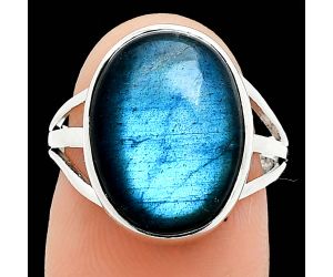 Blue Fire Labradorite Ring size-7 EXR01299 R-1003, 12x16 mm