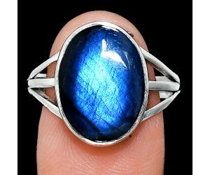 Blue Fire Labradorite Ring size-9.5 EXR01301 R-1003, 12x16 mm