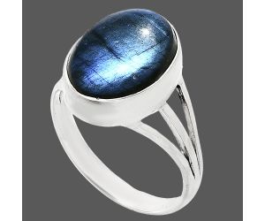 Blue Fire Labradorite Ring size-9.5 EXR01301 R-1003, 12x16 mm