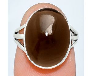 Smoky Quartz Cab Ring size-6 EXR01307 R-1003, 12x16 mm