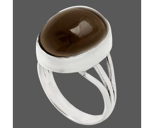 Smoky Quartz Cab Ring size-6 EXR01307 R-1003, 12x16 mm