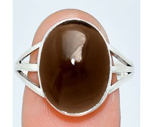 Smoky Quartz Cab Ring size-9.5 EXR01308 R-1003, 12x16 mm