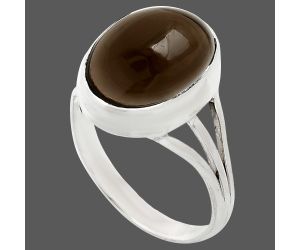 Smoky Quartz Cab Ring size-9.5 EXR01308 R-1003, 12x16 mm