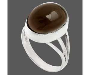 Smoky Quartz Cab Ring size-8 EXR01309 R-1003, 12x16 mm