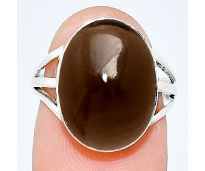 Smoky Quartz Cab Ring size-7 EXR01313 R-1003, 12x16 mm