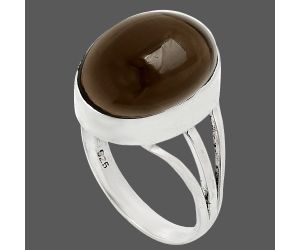 Smoky Quartz Cab Ring size-7 EXR01313 R-1003, 12x16 mm