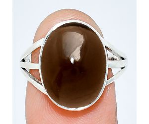 Smoky Quartz Cab Ring size-9 EXR01314 R-1003, 12x16 mm