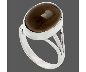 Smoky Quartz Cab Ring size-9 EXR01314 R-1003, 12x16 mm