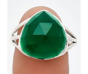 Green Onyx Checker Ring size-8.5 EXR01324 R-1003, 14x14 mm