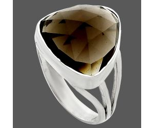 Smoky Quartz Checker Ring size-6.5 EXR01325 R-1003, 14x14 mm