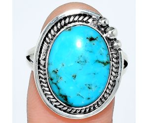 Natural Rare Turquoise Nevada Aztec Mt Ring size-9 EXR01329 R-1148, 12x16 mm