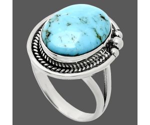 Natural Rare Turquoise Nevada Aztec Mt Ring size-9 EXR01329 R-1148, 12x16 mm