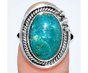 Azurite Chrysocolla Ring size-7 EXR01346 R-1148, 11x16 mm