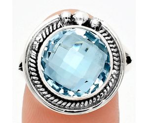 Sky Blue Topaz Checker Briolette Ring size-8 EXR01356 R-1148, 12x12 mm