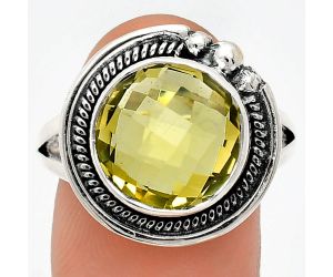 Green Gold Checker Briolette Ring size-9.5 EXR01362 R-1148, 12x12 mm