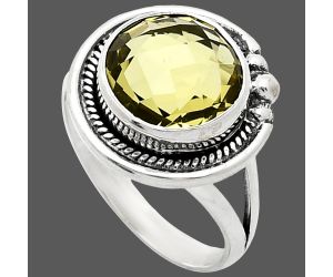 Green Gold Checker Briolette Ring size-9.5 EXR01362 R-1148, 12x12 mm