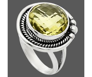 Green Gold Checker Briolette Ring size-6 EXR01363 R-1148, 12x12 mm