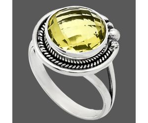 Green Gold Checker Briolette Ring size-9.5 EXR01364 R-1148, 12x12 mm