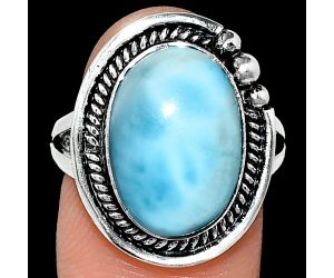 Larimar (Dominican Republic) Ring size-8 EXR01366 R-1148, 11x16 mm