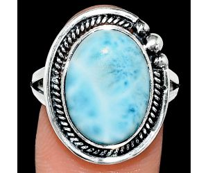 Larimar (Dominican Republic) Ring size-9 EXR01371 R-1148, 12x16 mm