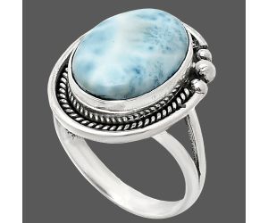 Larimar (Dominican Republic) Ring size-9 EXR01371 R-1148, 12x16 mm