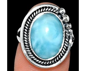 Larimar (Dominican Republic) Ring size-6 EXR01372 R-1148, 10x14 mm