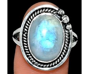 Rainbow Moonstone Ring size-9 EXR01385 R-1148, 11x15 mm