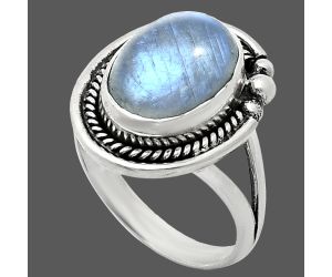 Rainbow Moonstone Ring size-8 EXR01386 R-1148, 10x14 mm