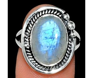 Rainbow Moonstone Ring size-7 EXR01387 R-1148, 10x14 mm