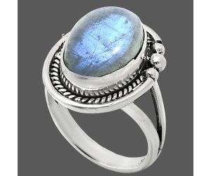 Rainbow Moonstone Ring size-7 EXR01387 R-1148, 10x14 mm