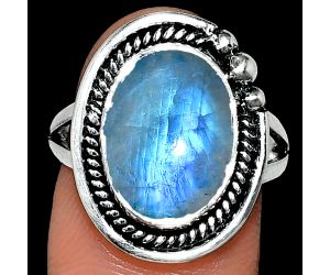 Rainbow Moonstone Ring size-8 EXR01388 R-1148, 10x14 mm