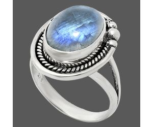 Rainbow Moonstone Ring size-8 EXR01388 R-1148, 10x14 mm