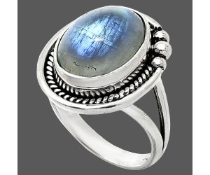 Rainbow Moonstone Ring size-7 EXR01389 R-1148, 11x15 mm