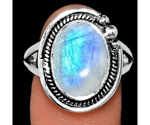 Rainbow Moonstone Ring size-9.5 EXR01390 R-1148, 10x14 mm