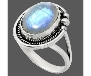 Rainbow Moonstone Ring size-9.5 EXR01390 R-1148, 10x14 mm