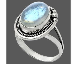 Rainbow Moonstone Ring size-9.5 EXR01391 R-1148, 11x15 mm