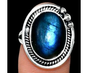 Blue Fire Labradorite Ring size-7 EXR01392 R-1148, 12x16 mm