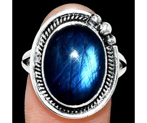 Blue Fire Labradorite Ring size-9.5 EXR01394 R-1148, 12x16 mm