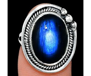 Blue Fire Labradorite Ring size-6 EXR01395 R-1148, 12x16 mm