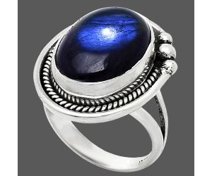 Blue Fire Labradorite Ring size-6 EXR01395 R-1148, 12x16 mm